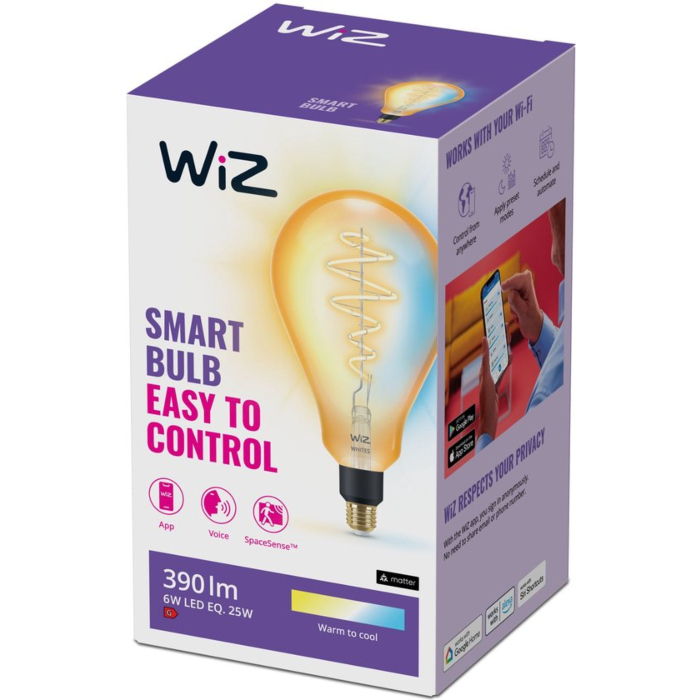 Wiz 929003018522 Filament Amber Warm tot Koelwit Licht PS160 E27 6W