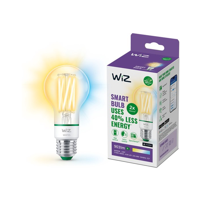 Wiz 929003714001 Filament Warm tot koelwit Licht E27 A60 4,3W