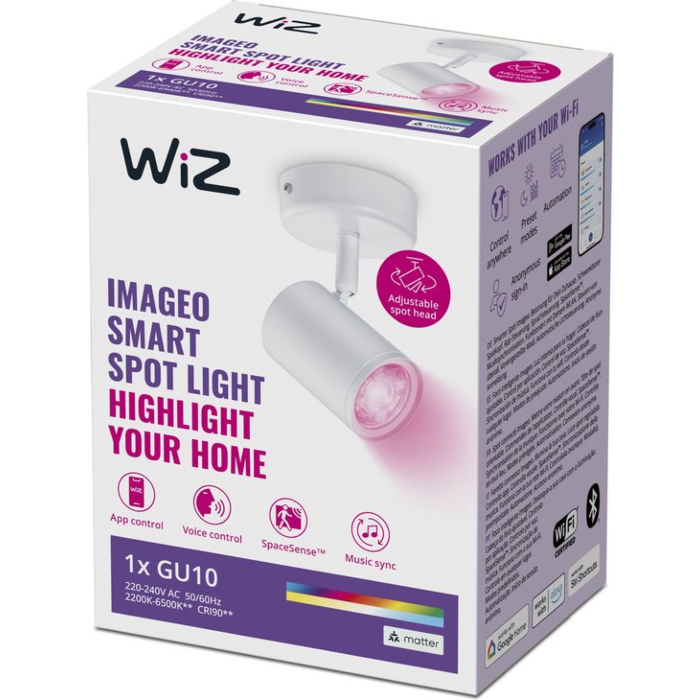 Wiz 929002658722 Imageo draaibare Spots 5W Color Wit