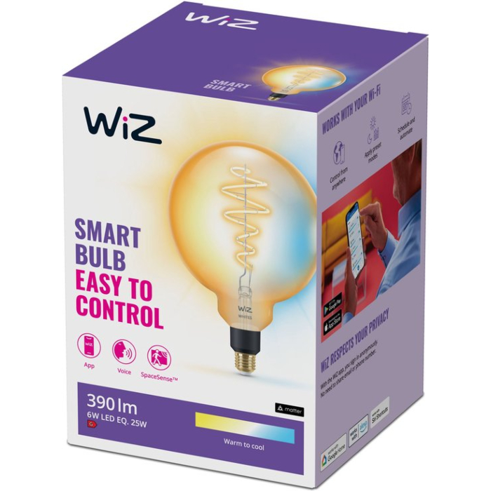 Wiz 929003018122 Filament Amber Warm tot Koelwit Licht G200 E27 6W