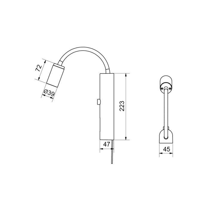 SG 320802 Tube Wall Zwart 8W LED Warm Wit
