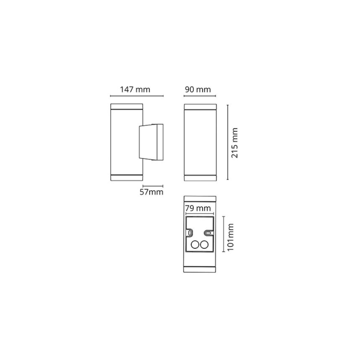 SG 624698 Metro Zwart 2x 6.2W GU10 660lm 3000K Wit Ra 80