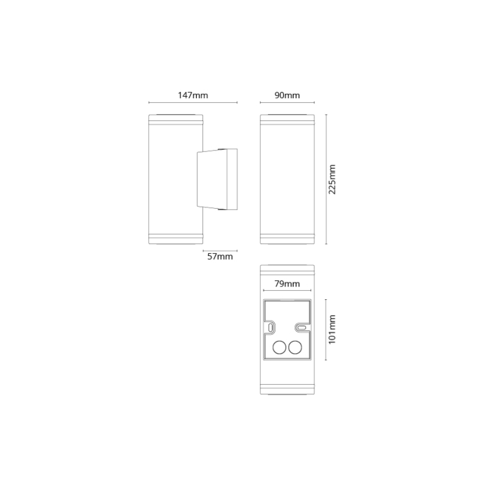 SG 623707 Metro Deco Grafiet 2x35W GU10 Zonder Lichtbron