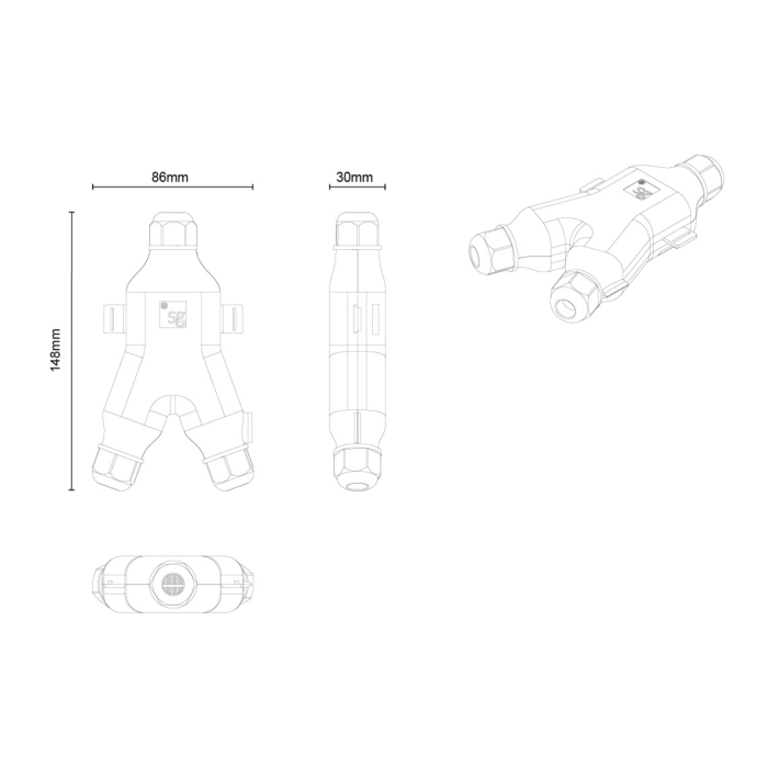 SG 78741 Gelbox-Y Zwart Connector