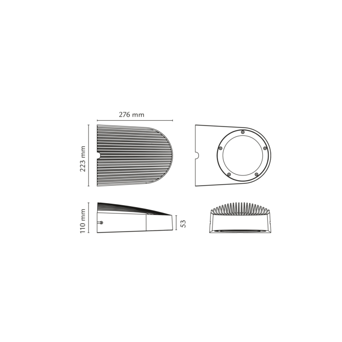 SG 623254 Fevik 1000/2000 Grafiet 8W/17W LED 850/1740lm 4000K Koel wit Ra 80