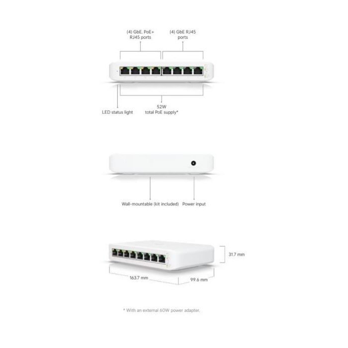 Ubiquiti UniFi Switch Lite 8 poort 52W PoE