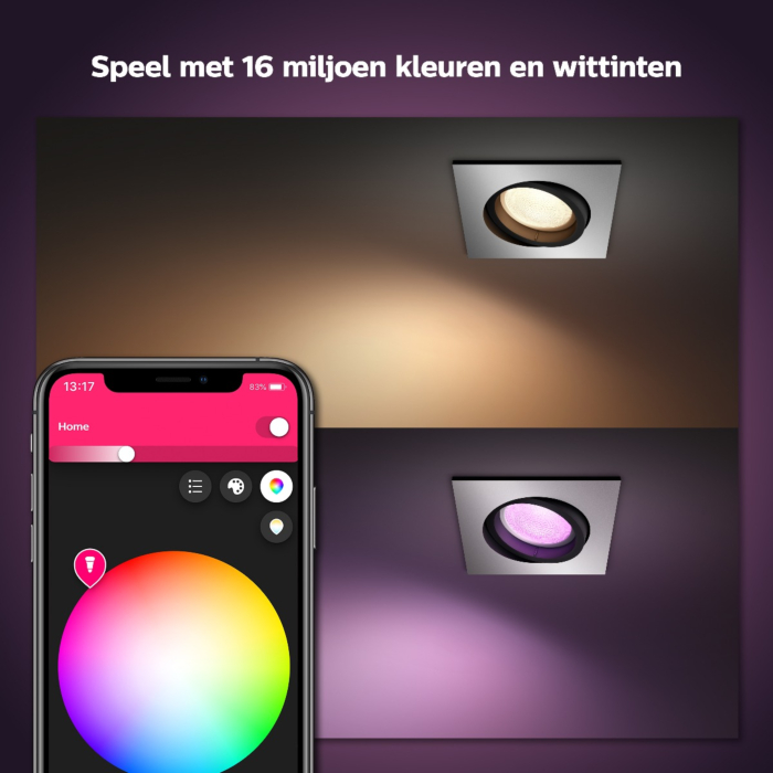 Philips 5055148P7 Hue Centura inbouwspot Hue White and Color Ambiance Aluminium (Verpakking 2022)