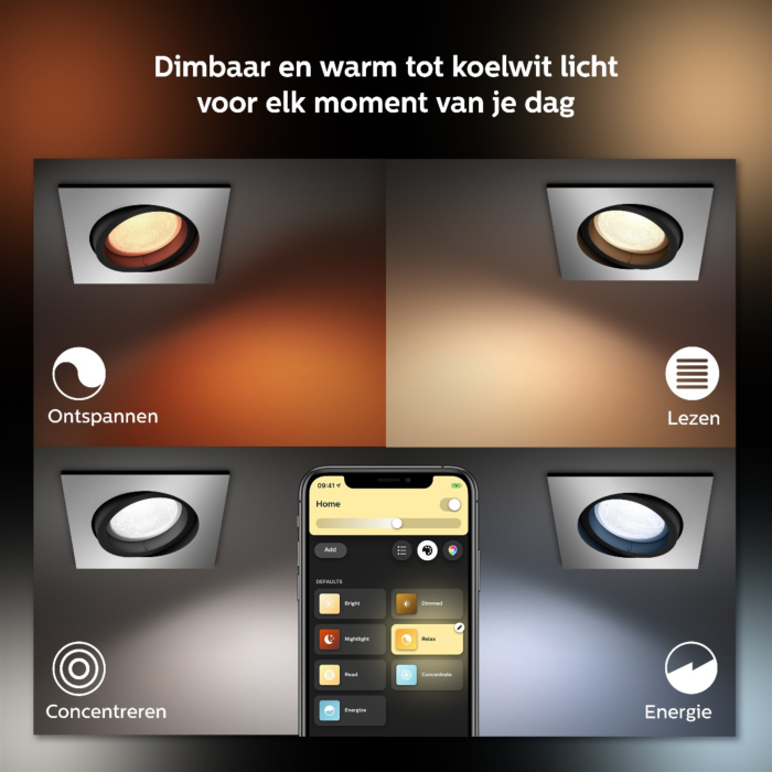 Philips 5055148P7 Hue Centura inbouwspot Hue White and Color Ambiance Aluminium (Verpakking 2022)