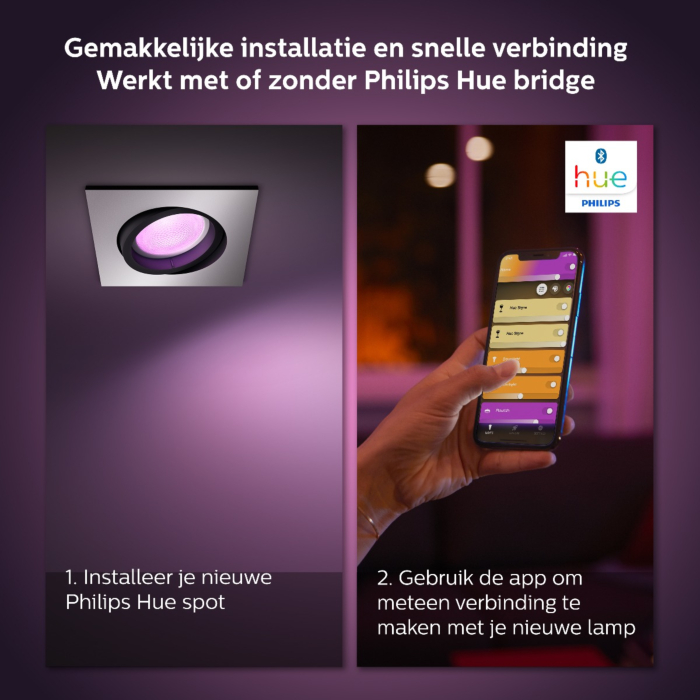 Philips 5055148P7 Hue Centura inbouwspot Hue White and Color Ambiance Aluminium (Verpakking 2022)