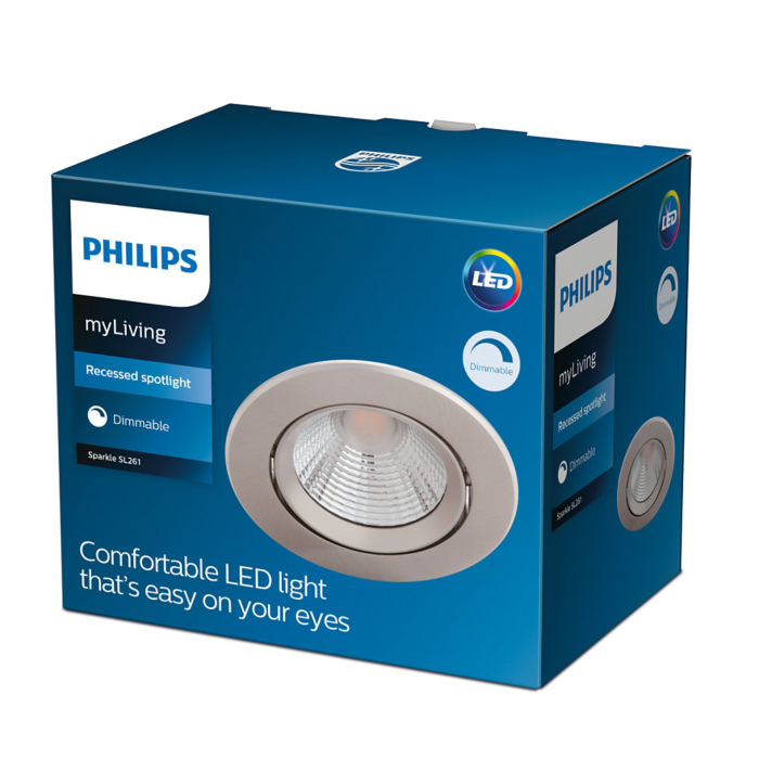 Philips 8718699755706 Inbouwspot Sparkle Reflector 5,5W Nikkel Warm wit