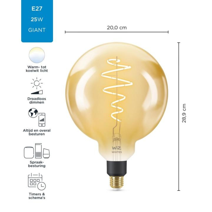 Wiz 8718699786830 Filament Amber G200 E27 6,5W