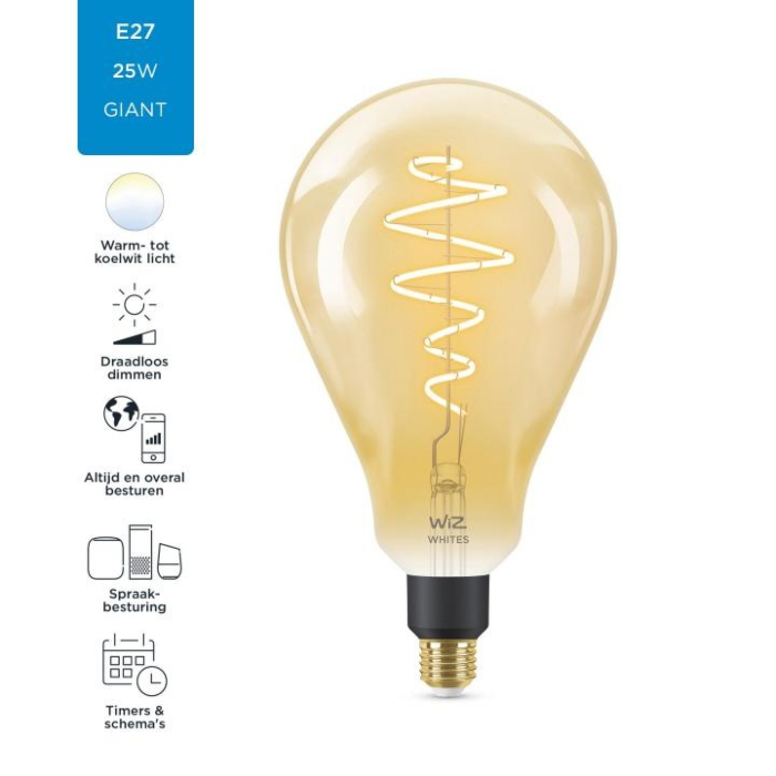 Wiz 8718699786854 Filament Amber PS160 E27 6,5W OP=OP