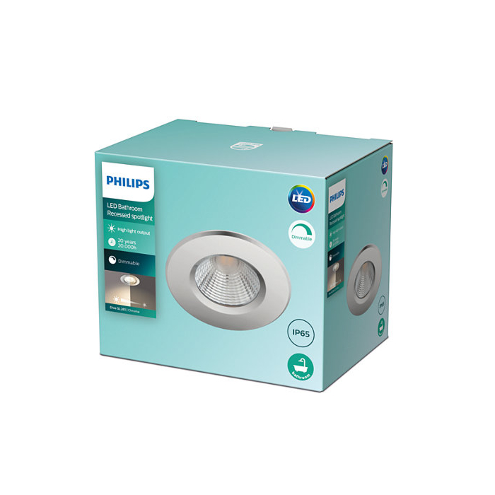 Philips 8718699789633 Inbouwspot Dive SL261 Reflector 5,5W Chroom IP65 Warm wit