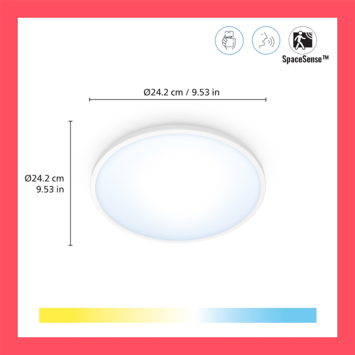 Wiz 929002684922 SuperSlim Plafond 14W Warmwit tot koelwit Wit
