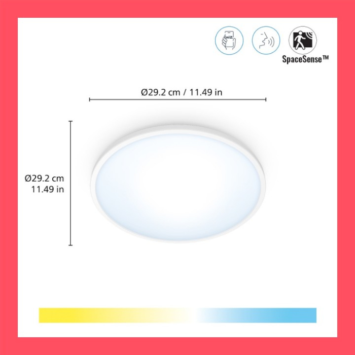Wiz 929002685122 SuperSlim Plafond 16W Warmwit tot koelwit Wit
