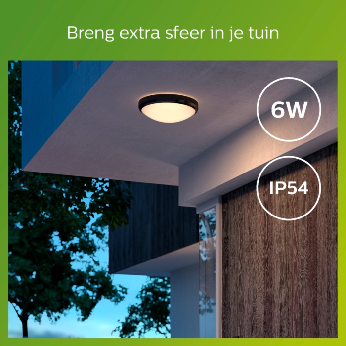 Philips 929003190801 Doris 6W Warm wit IP54 Zwart