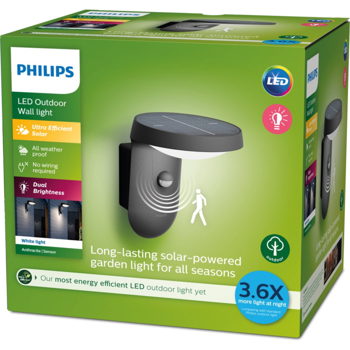 Philips 929003260301 Wandlamp op zonne-energie Tyla Antraciet Sensor 