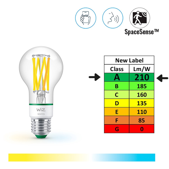 Wiz 929003714001 Filament Warm tot koelwit Licht E27 A60 4,3W