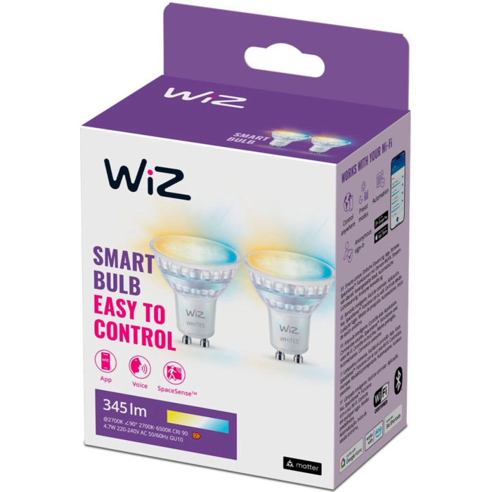 Wiz 929003772242 Spot 4,7W GU10 Warm tot Koelwit Licht (2-pack)