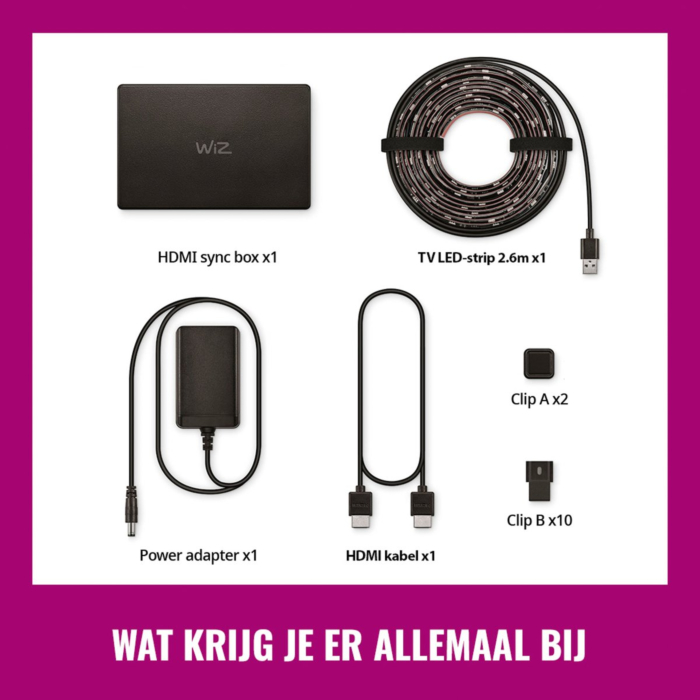 Wiz 929004667901 HDMI sync box met tv verlichting voor tv's van 75"-85"​ 