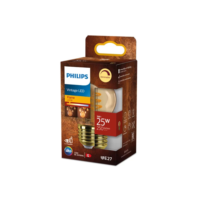 Philips 929003627101 Vintage LED D P45 3-25W E27 Flame
