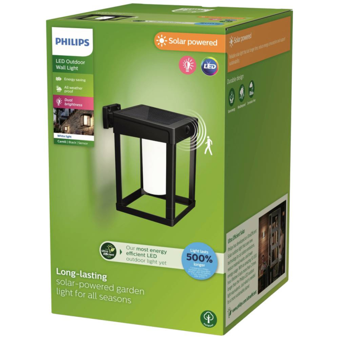 Philips 929003363701 Wandlamp op zonne-energie Camill SQ Zwart Sensor 