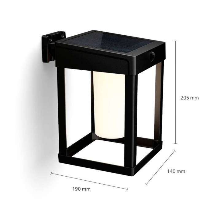 Philips 929003363701 Wandlamp op zonne-energie Camill SQ Zwart Sensor 