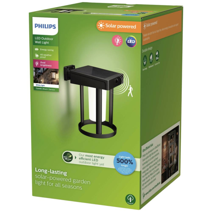 Philips 929003363801 Wandlamp op zonne-energie Camill RD Zwart Sensor 