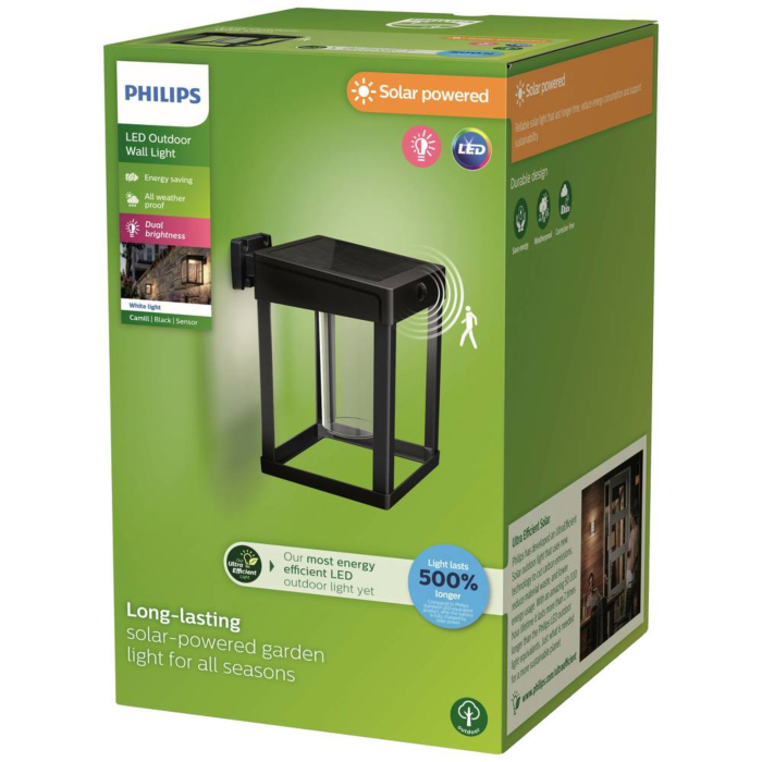 Philips 929003363901 Wandlamp op zonne-energie Camill SQ Zwart Sensor 