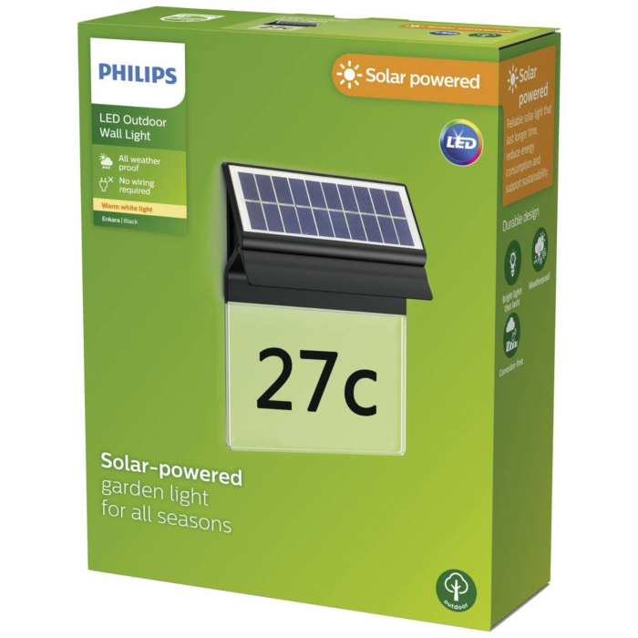 Philips 929003364301 Huisnummerlamp op zonne-energie Enkara Zwart Sensor 