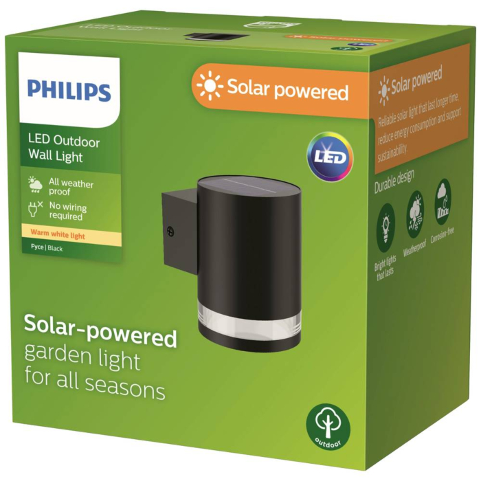 Philips 929003364701 Wandlamp op zonne-energie Fyce Zwart