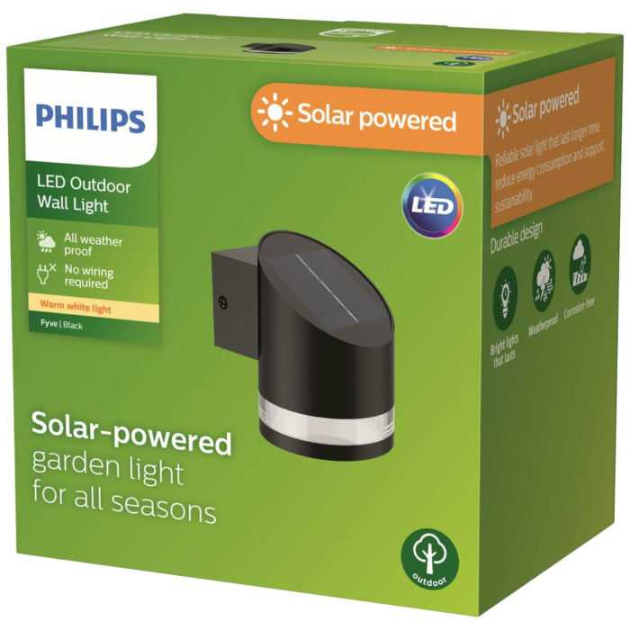Philips 929003364901 Wandlamp op zonne-energie Fyce Zwart