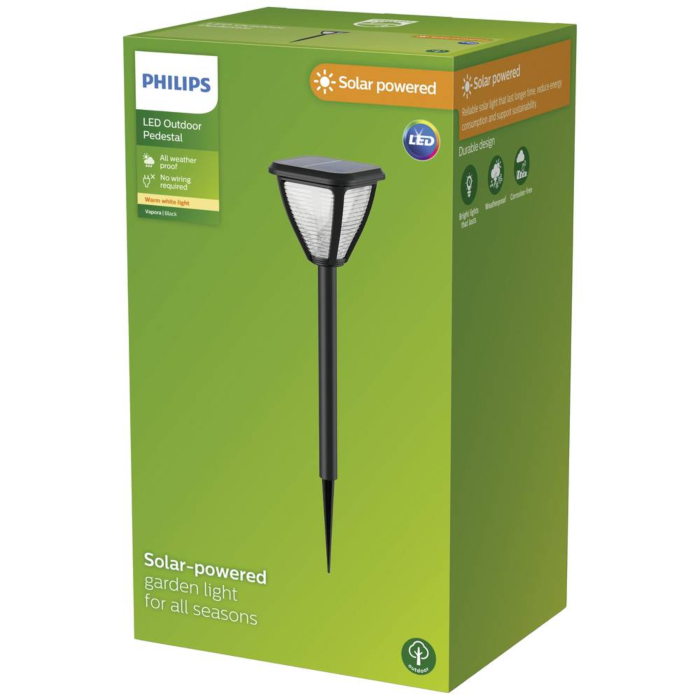 Philips 929004066601 Tuinspies op zonne-energie Vapora Zwart