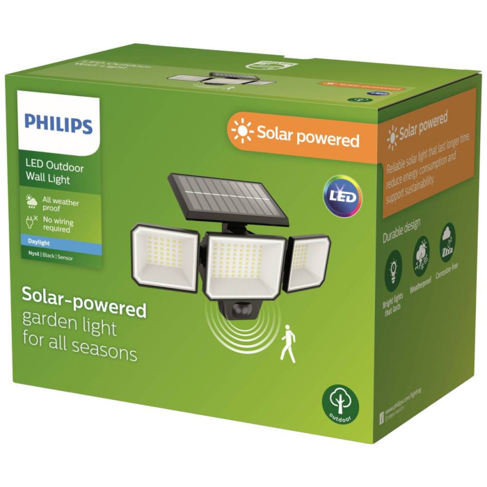 Philips 929004073701 Wandlamp op zonne-energie Nysil Security Zwart