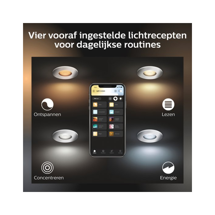 Philips 929003807901 Hue Adore 3x inbouwspot White Ambiance inclusief DIM Switch Chroom