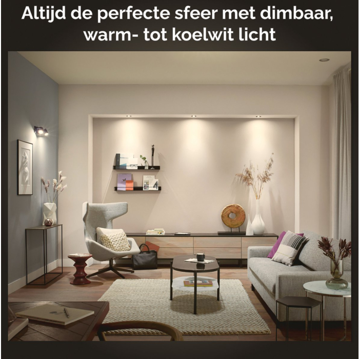 Philips 929003810801 Hue Milliskin Inbouwspot Hue White Ambiance (GU10) Kleur aluminium