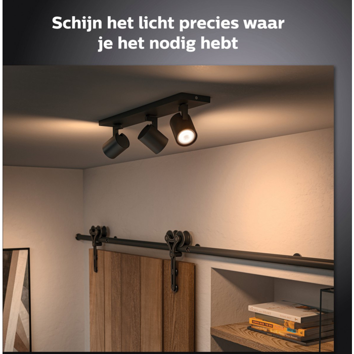 Philips 929003811901 Hue Runner 3-Spots White Ambiance Zwart inclusief DIM Switch