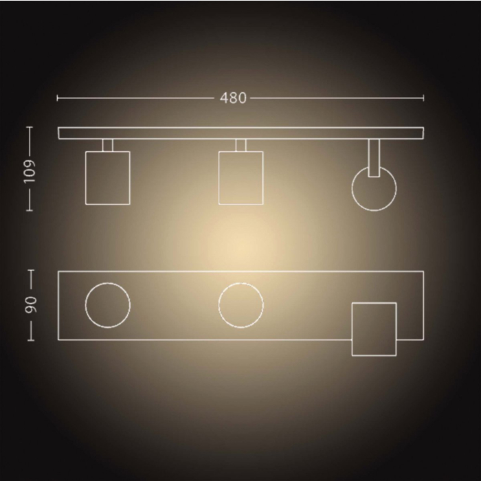 Philips 929003811901 Hue Runner 3-Spots White Ambiance Zwart inclusief DIM Switch