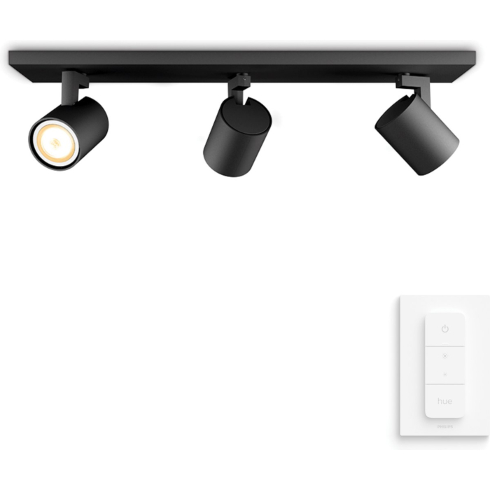 Philips 929003811901 Hue Runner 3-Spots White Ambiance Zwart inclusief DIM Switch
