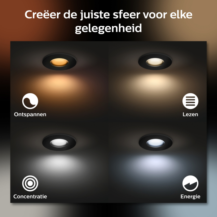Philips 929003812601 Hue Xamento Zwart inbouwspot White and Color Ambiance