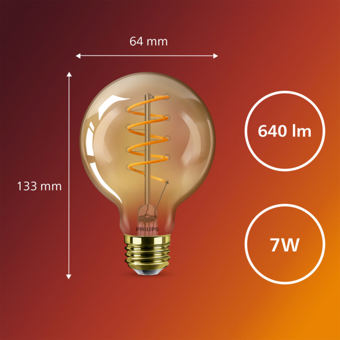 Philips Vintage LED G95 7-50W E27 Warmglow