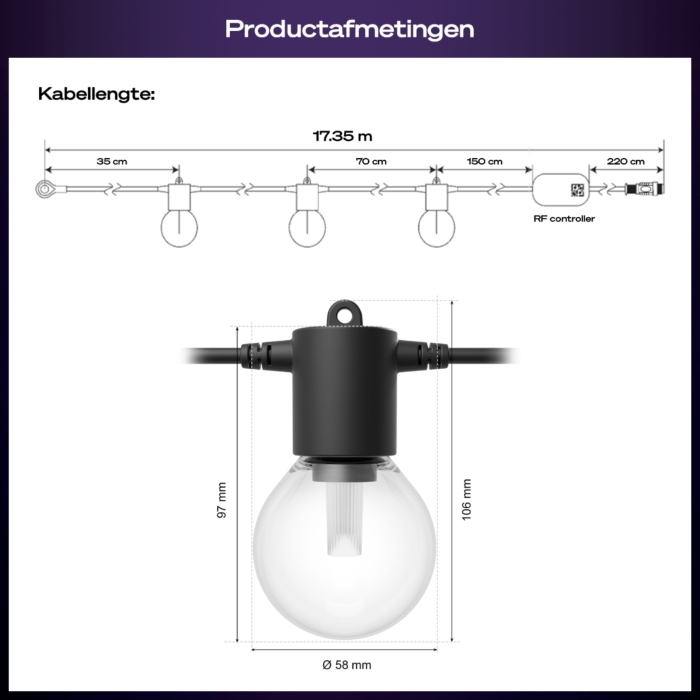 Philips Hue Festavia lichtslinger voor buiten met bolvormige lampen 14 meter