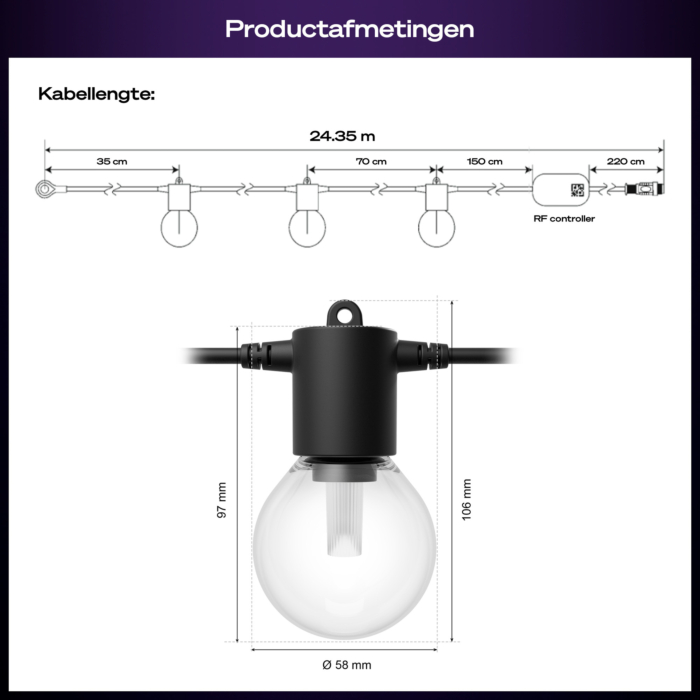 Philips Hue Festavia lichtslinger voor buiten met bolvormige lampen 21 meter