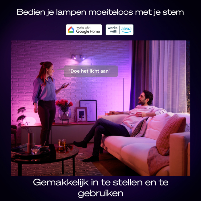 Philips Hue Starterkit: 3 GU10 lampen Color + dimmer switch + Bridge Pro + 3 Inset Trend 75 GU10 Zwart