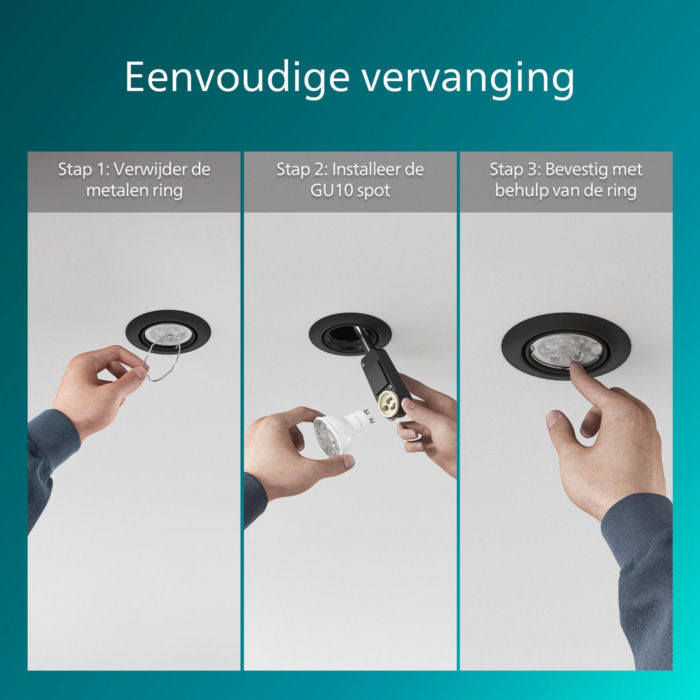 Philips Peridot Inbouwspot Richtbare spot GU10 Zwart (3-pack)