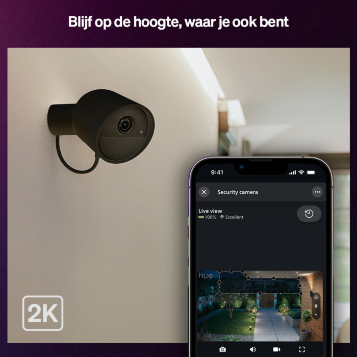 Philips Hue Secure 2K beveiligingscamera bedraad Zwart