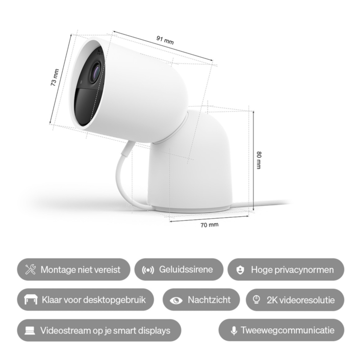 Philips Hue Secure 2K beveiligingscamera met cameravoet Wit