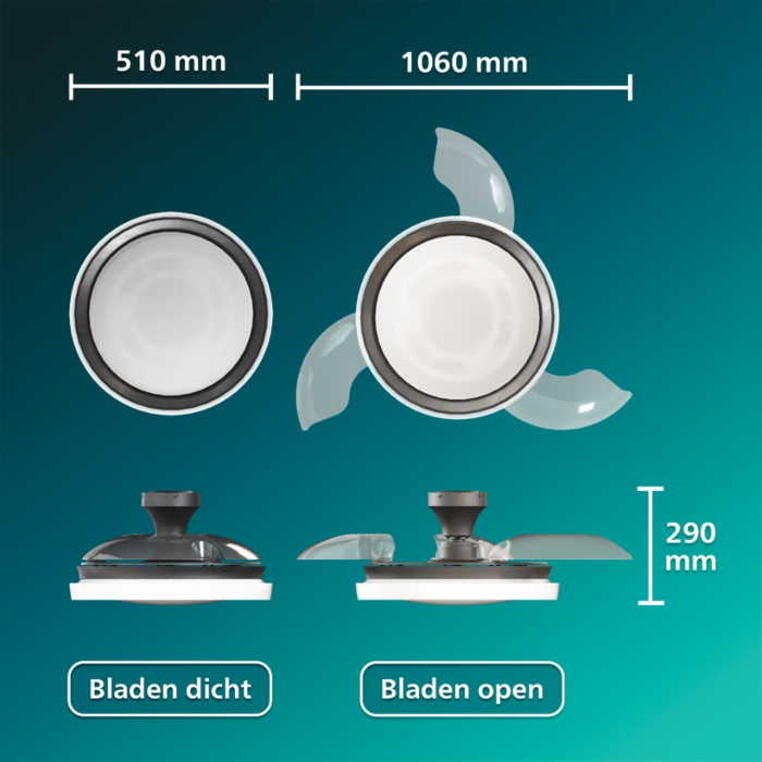 Philips Bliss LED-plafondlamp met ventilator Zwart