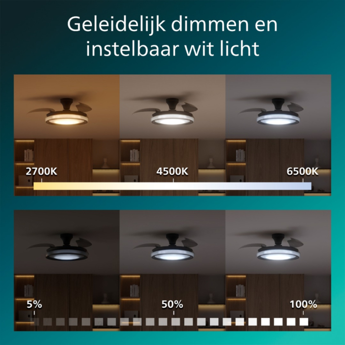 Philips Bliss LED-plafondlamp met ventilator Zwart