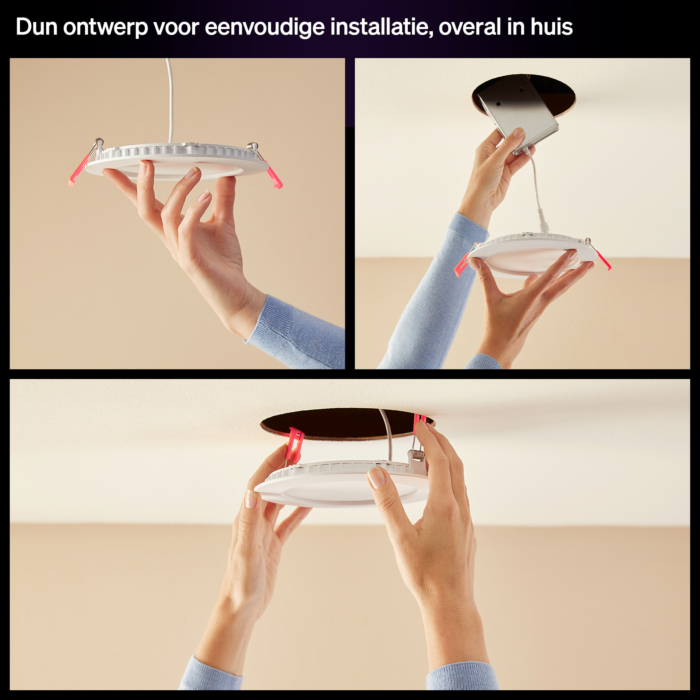 Philips Hue inbouwspot dun van 90 mm Zwart 3-pack